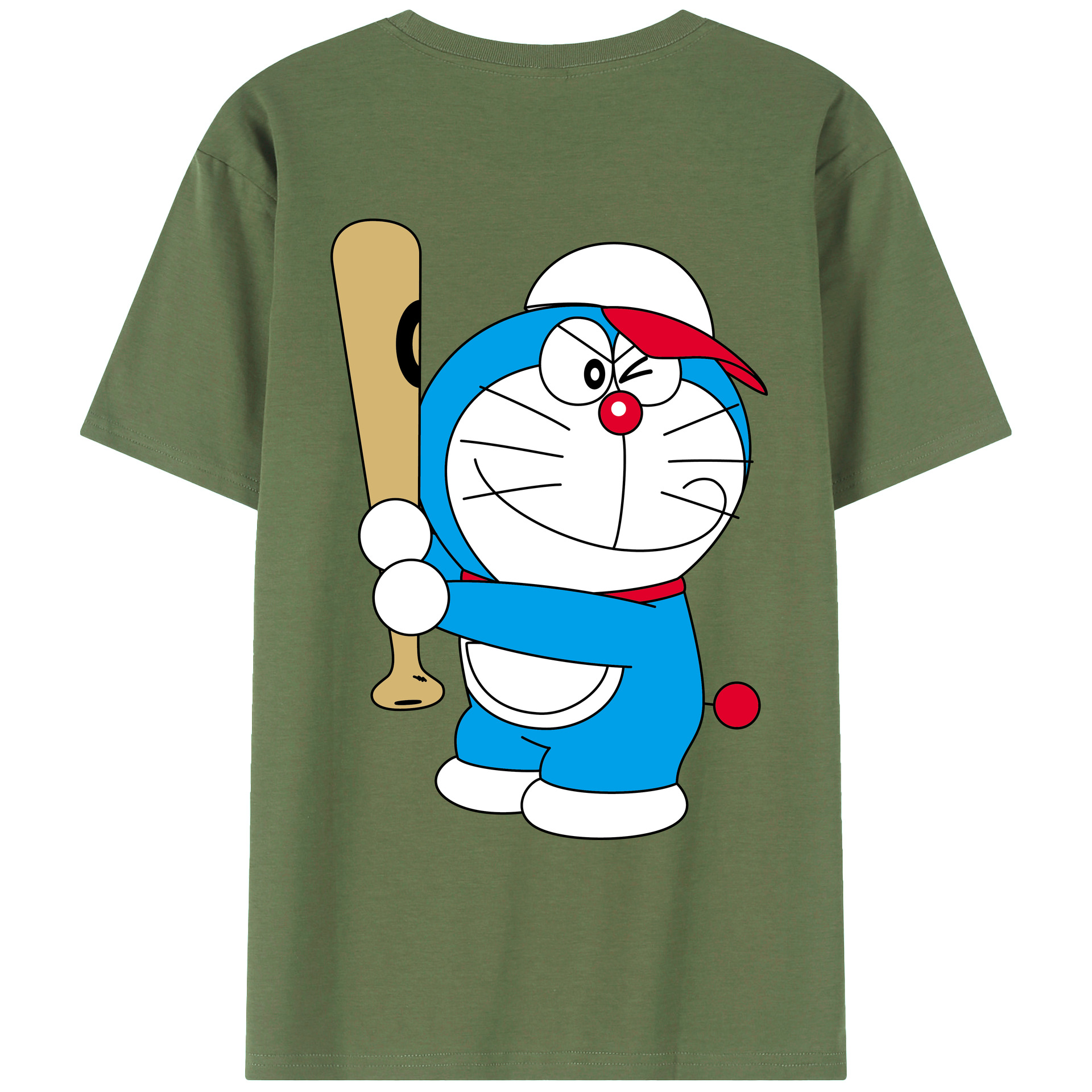 （画像用） ドラえもん Doraemon 綿100％ メンズ半袖Tシャツ（バックプリント） 通気性